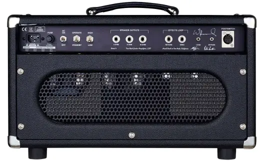  ??  ?? 7. Signed by Two-Rock’s Mac Skinner, Eli Lester and Bill Krinard, the TS-1 is a real work of amplificat­ion art 8. The half-power switch reduces the output to around 50 watts without the need for an impedance change