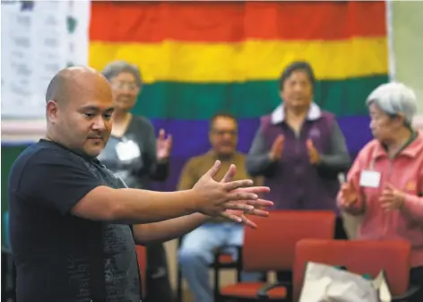  ?? Photos by Paul Chinn / The Chronicle ?? Arnel Valle, who coordinate­s activities for seniors at On Lok, recently completed training on caring for LGBT seniors with dementia.