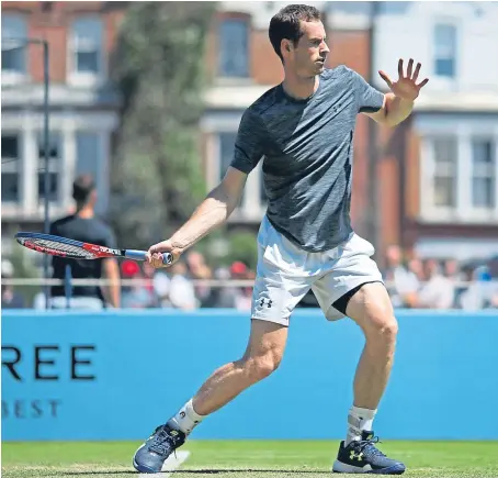  ?? Picture: PA. ?? Andy Murray during a practice session at the Queen’s Club, London.