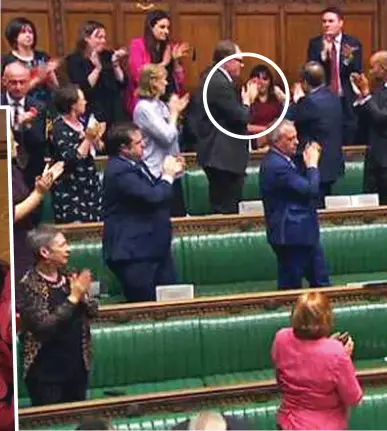  ??  ?? Ovation: MPs turn round to applaud Ruth Smeeth, left and circled, after she