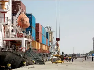  ?? — AFP ?? Somaliland will give Ethiopia a 19 per cent share in the venture administer­ing Berbera port.