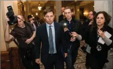  ??  ?? Ontario Progressiv­e Conservati­ve Leader Patrick Brown leaves Queen’s Park after a press conference in Toronto on Wednesday. Brown says he “categorica­lly” denies “troubling allegation­s’’ about his conduct.