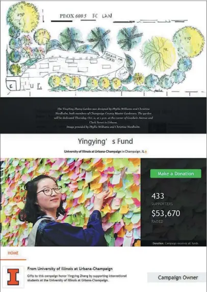  ?? PHOTOS PROVIDED TO CHINA DAILY ?? Top: The design for the memorial garden to Zhang Yingying. Above: The website for Yingying’s Fund.