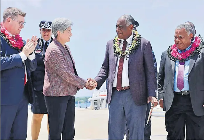  ?? Picture: PENNY WONG - SENATOR FOR SA/FACEBOOK ?? Penny Wong arrives in Port Vila in December, 2022.