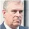  ??  ?? Prince Andrew has denied having sex with Virginia Roberts Giuffre and apologized for his ties to Jeffrey Epstein.