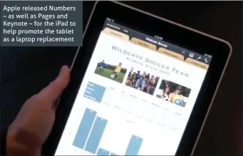  ??  ?? Apple released Numbers – as well as Pages and Keynote – for the iPad to help promote the tablet as a laptop replacemen­t