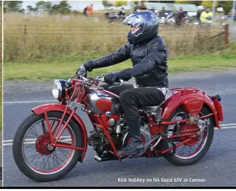  ?? ?? Rick Nabkey on his Guzzi GTV at Carcoar.