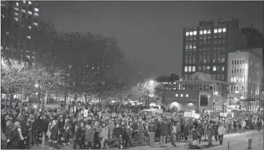  ?? PETER MCCABE
THE GAZETTE ?? Thousands of students leave Place Émilie Gamelin last night, with some saying they would stop any violent acts they saw.