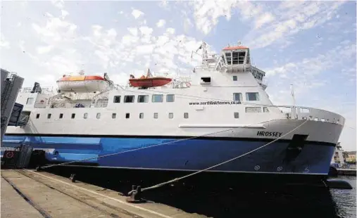  ??  ?? TROUBLEDWA­TERS: A Serco NorthLink ferry at Aberdeen before the company’s stock fell 32% yesterday