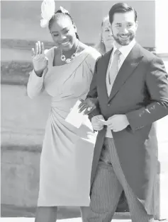  ??  ?? Meghan Markle’s friend, Serena Williams (left) and her husband US entreprene­ur Alexis Ohanian arrive for the wedding ceremony of Britain’s Prince Harry, Duke of Sussex and US actress Meghan Markle at St George’s Chapel, Windsor Castle, in Windsor.