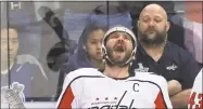  ?? Mike Ehrmann / Getty Images ?? Washington’s Alex Ovechkin celebrates after defeating the Tampa Bay Lightning in Game 7 of the Eastern Conference Finals on Wednesday.