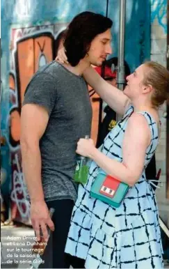  ??  ?? Adam Driver et Lena Dunham sur le tournage de la saison 6 de la série Girls