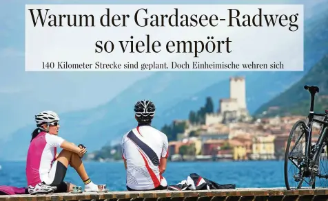  ?? GORFER / ISTOCK ?? Kaffeepaus­e am Seeufer: Der Gardasee ist bei Radfahrern als Urlaubszie­l beliebt.