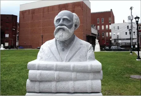  ?? LISA RATHKE — THE ASSOCIATED PRESS ?? A sculpture of Henry Martin Freeman, the first Black American College president, is on display in his home city of Rutland, Vt., on Monday, Nov. 23, 2020. Freeman graduated from Middlebury College in 1849, and became president of Allegheny Institute in 1856, which later became Avery College, in Pittsburgh, Pa.