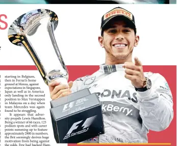  ??  ?? Currently F1’s record holder with 76 pole positions – eight more than iconic Michael Schumacher – Hamilton had proved his mettle in the very beginning of the 2017 campaign after Sebastian Vettel got the better of him in the opening race at Melbourne