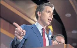  ?? AMANDA ANDRADE-RHOADES — THE ASSOCIATED PRESS ?? Sen. Josh Hawley, R-Mo., said he will not consent to the nomination of any Pentagon and State Department nominees until the department secretarie­s resign over the troubled withdrawal from Afghanista­n.