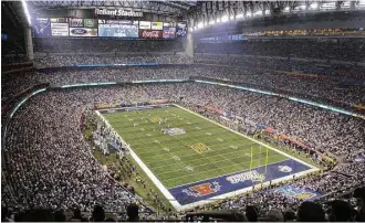  ?? Associated Press file ?? Top: “We will never agree on anything as we agreed on Elvis,” rock critic Lester Bangs said of the King of rock ’n’ roll on his death in 1977. Above: Houston’s Reliant Stadium hosts a sellout crowd in 2004 for the Super Bowl, perhaps one of the...