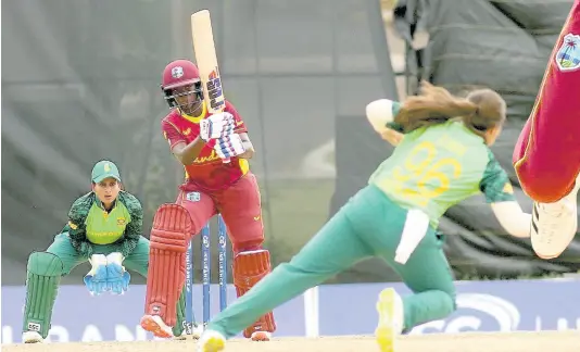  ?? FILE ?? Rashada Williams (centre) of the West Indies Women’s team in action against South Africa in the third One Day Internatio­nal at the Coolidge Ground in Antigua on Monday, September 13.