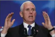  ?? PAUL SANCYA — THE ASSOCIATED PRESS FILE ?? Vice President Mike Pence speaks at an America First Policies “Tax Cuts to Put America First” event in Detroit.