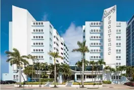  ?? MORENO/THE NEW YORK TIMES PHOTOS MORIS ?? The Sherry Frontenac Hotel, built in 1947 in Miami Beach, is shown March 18. The “sawtooth”design of its two towers provides the side rooms maximum light and ocean views.