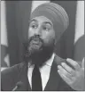  ?? AP PHOTO ?? NDP leader Jagmeet Singh speaks at a press conference as he unveils the NDP’s top priorities ahead of the federal budget on Tuesday.