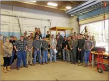  ?? PHOTO PROVIDED ?? WSWHE BOCES heavy equipment operation and maintenanc­e students pose for a photo with state Sen. James Tedisco and WSWHE BOCES District Superinten­dent James Dexter.