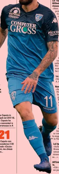  ??  ?? Francesco «Ciccio» Caputo, 31 anni, attaccante, è alla seconda stagione nell’Empoli