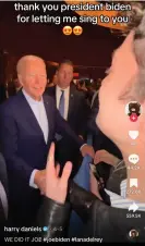  ?? Photograph: TikTok user @harry.daniels ?? Harry Daniels sings Lana del Rey’s National Anthem to Joe Biden.