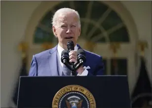  ?? EVAN VUCCI — THE ASSOCIATED PRESS ?? President Joe Biden speaks during an event on health care costs in the Rose Garden in September.