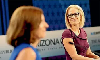  ??  ?? Arizona Senate candidates Martha McSally, left, and Kyrsten Sinema. Arizona has a rare Senate seat that the Democrats are attempting to win, rather than defend.