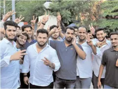  ?? — DECCAN CHRONICLE ?? Mohammed Pahelwan’s son, family members and supporters show victory signs after the verdict, in Hyderabad on Thursday.