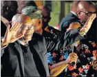  ?? Picture: REUTERS ?? RELIEVED: President Jacob Zuma celebrates with his supporters after he survived a no-confidence motion