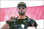  ?? ALLISON DINNER / AP, FILE ?? Proud Boys leader Henry “Enrique” Tarrio wears a hat that says The War Boys during a rally on Sept. 26, 2020.