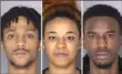  ?? Allegheny County Jail photos ?? From left: Dane Taylor, Laya Whitley and Kaijin Scott.