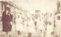  ??  ?? ●»From left: St Peter’s Rectory stood next to the church on St Peter’s Square; Holy vestments are worn in this 1950s view of a service at St Peter’s; a procession by churchgoer­s along Wellington Road South in the 1920s