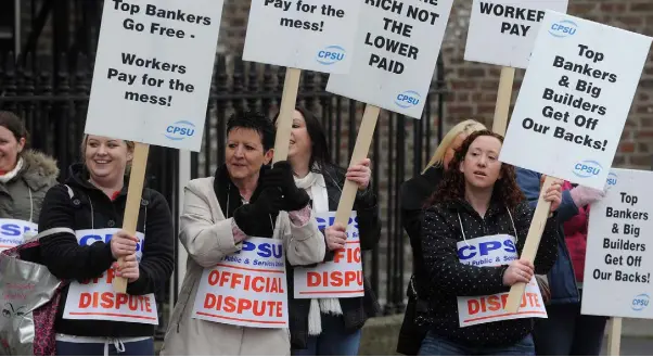  ??  ?? DISSENT: Civil servants protesting against the pension levy in 2009 after the economy crashed