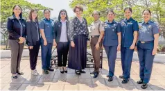  ?? ?? US Ambassador MaryKay Carlson welcomes the INL Regional Women in Law Enforcemen­t Training delegates from the Philippine­s at the US Embassy in Manila on March 7.