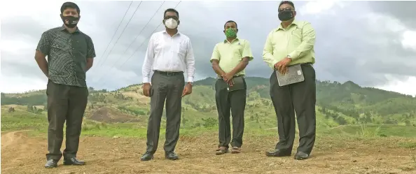  ?? Photo: Shreya Kumar ?? Permanent secretary for Sugar, Yogesh Karan, (second from left) and Fiji Sugar Cane Growers Fund chief executive officer,
Raj Sharma, (far left) in Lautoka.