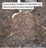  ??  ?? Leave some compost so microbes can start to work on new material