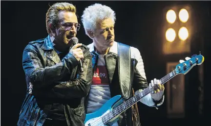  ?? DARIO AYALA/FILES ?? Bono, left, and Adam Clayton are members of U2, which is releasing a new album, Songs of Experience, some time in 2017.