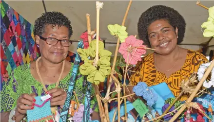  ?? Photo: ?? From left: Sereana Duraqa and Adi Lolo Marayawa with some of their handicraft on sale during the Open Market Day at Ratu Sukuna Park on August 7, 2020.