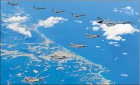  ?? AP ?? US Air Force bombers and stealth fighters and South Korean jets fly over the Korean Peninsula.