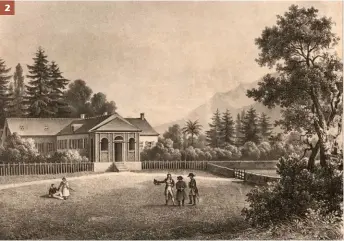  ??  ?? 2 1. Napoléon chassant à Sainte-hélène, figuré par Louis Bombled pour le Mémorial de Las Cases. 2. Longwood, dernière retraite de l’empereur déchu, théâtre de chasses aux rats mémorables.