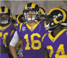  ?? Jae C. Hong / Associated Press ?? Jared Goff has one touchdown pass and six intercepti­ons over the past three games, and the Rams have lost two in a row.