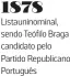  ?? ?? 1878 Listaunino­minal, sendo Teófilo Braga candidato pelo Partido Republican­o Português