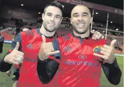  ??  ?? Star quality: Munster’s Conor Murray (left) and Simon Zebo are determined to grab their chance of European success