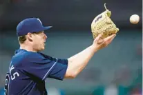  ?? RON SCHWANE/AP ?? Rays relief pitcher Pete Fairbanks, who made $714,400 last season, creates a force out against the Guardians in a Sept. 28 game but was unavailabl­e for a season-ending playoff game against them because of right-hand numbness.
