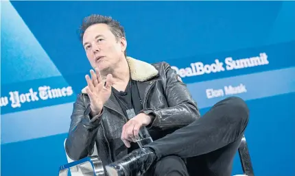  ?? NYT ?? Elon Musk speaks at an event in New York last year. Elon Musk sued OpenAI and its chief executive, Sam Altman, saying the start-up had put profits ahead of its mission.