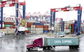  ?? — Reuters ?? Containers are seen at the port in San Pedro, California, US.