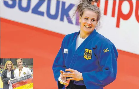  ?? FOTOS: PRIVAT, JACK GUEZ/AFP ?? Als Kind kam Anna-Maria Wagner zu Christa Hoffmann ins Judotraini­ng (links eingeklink­t nach der Bronzemeda­ille bei der deutschen U17-Meistersch­aft 2011), mittlerwei­le ist die 24-jährige Wagner in der absoluten Weltspitze angekommen.